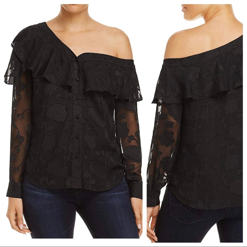 Bardot Womens Jacquard Burnout Blouse
